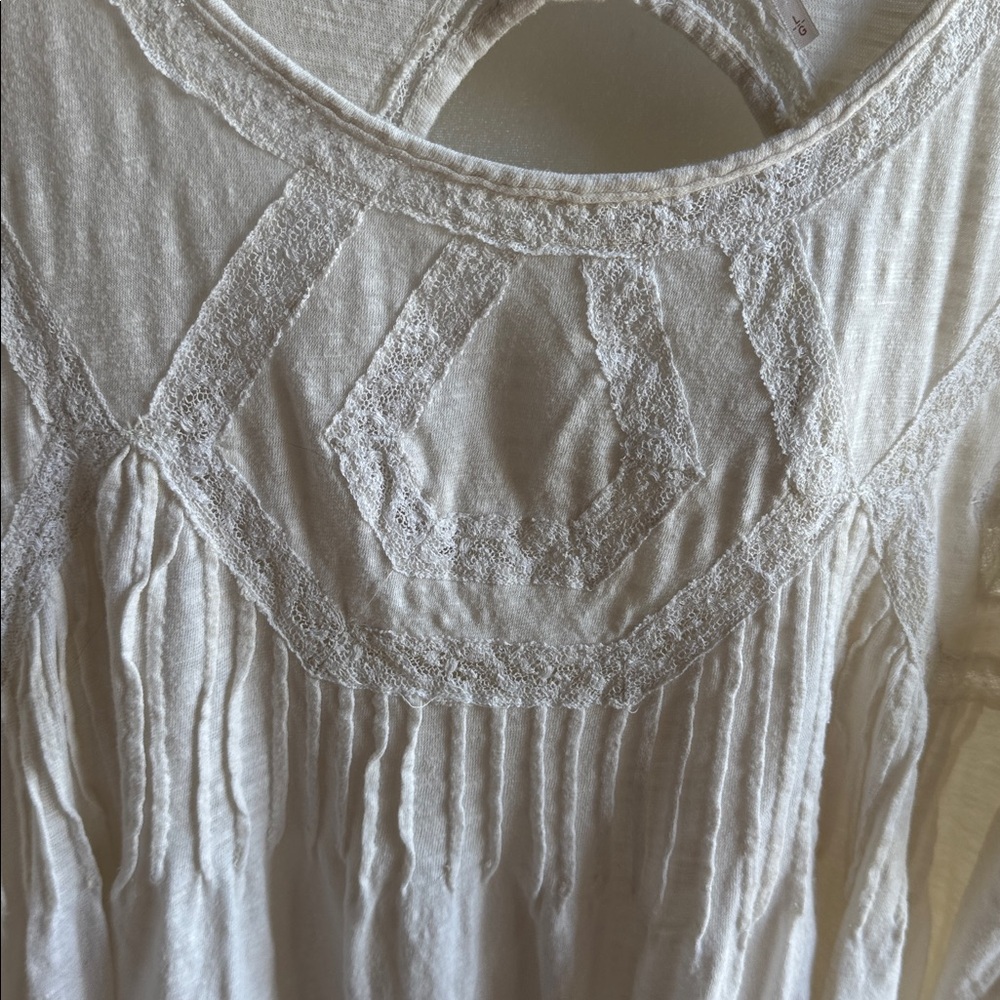 Free People Cream Blouse with Intricate Design - Picture 3 of 6